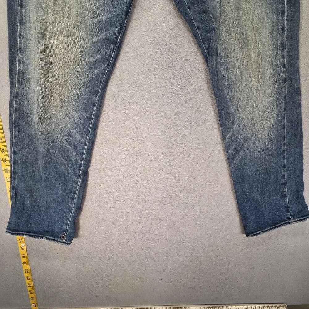 Selvedge Jeans Mens Medium Wash Blue Slim Tapered Whiskers Faded‎ Fits 30x27